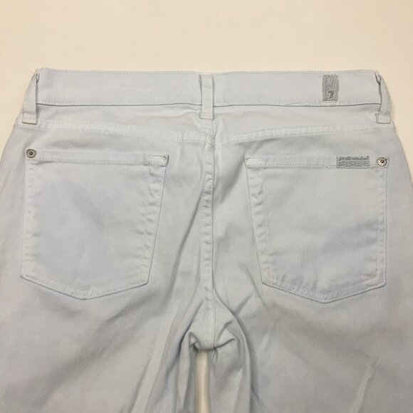 7 FOR ALL MANKIND Very Light Blue The Slim Cigarette 5 Pocket Logo Buttons Jeans - Picture 8 of 16